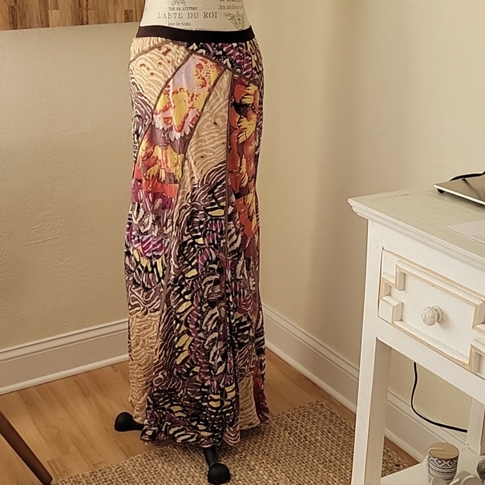 Silk Maxi skirt M beautiful colors Anthropology